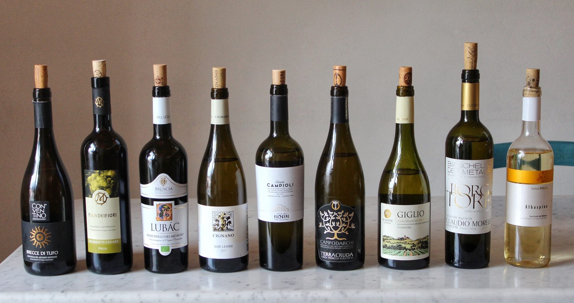 Nove vini per nove diverse emozioni di Bianchello del Metauro